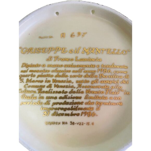 Hand Painted Veneto Flair Decorative Plate 1986 Giuseppe il Mantello by Franco L - Picture 10 of 11